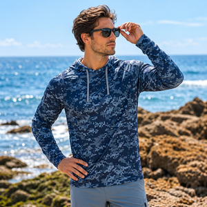 Sudadera con capucha de nailon transpirable de marca privada para hombre, camisa con capucha para pesca, sudadera con capucha para pesca de marcas de exterior. - Product Image 2
