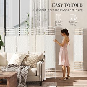 Divisorio Pieghevole a 8 Pannelli in Fibra Bianca, Schermo Privacy Portatile per Casa e Ufficio - Product Image 4