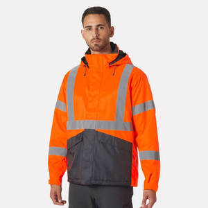Veste de sécurité haute visibilité imperméable certifiée CE pour homme, orange fluo, vêtements de travail, veste réfléchissante avec capuche - Product Image 1