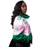 Blouson Racer pour Femme Vert Rose Blanc Zippé Streetwear Léger Élégant Vêtement d'extérieur Automne Respirant Finition Soignée