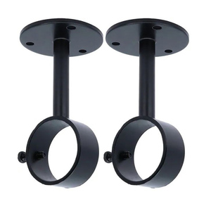 Soportes ajustables para barra de cortina, soporte de pared de hierro para un solo poste, soporte para colgar cortinas en negro mate con tornillos para ventana - Product Image 6