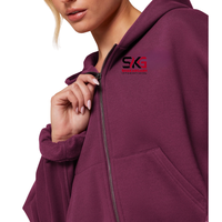 Sweat-shirt à capuche zippé court pour femme, doublé en polaire, couleur unie, veste décontractée pour l'automne et l'hiver