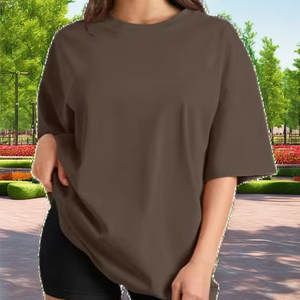 Camiseta Extra Grande de Algodón Ecológico para Mujer, Diseño Largo y Ajustado con Logotipo Personalizado, Estilo Casual para Verano - Product Image 3