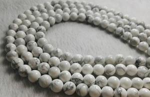 ลูกปัดหินฮาวไลท์สีขาวทรงกลมเรียบเนียน สำหรับทำเครื่องประดับ DIY - Product Image 5