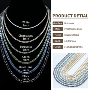 Collier chaîne tennis hip-hop en moissanite multicolore, style « iced out », luxueux, fin, scintillant, pour homme et unisexe, chaîne statement - Product Image 2
