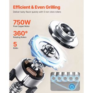 12-Hot Dog elettrico commerciale cucina Grill macchina 750W con copertura per uso cucina commerciale occupato - Product Image 6