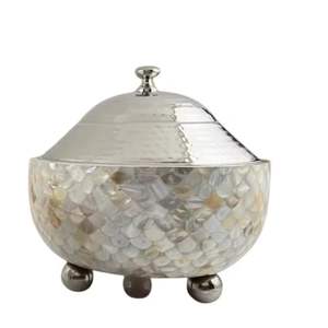 Tazón de Madera de Lujo para Servir con Tapa y Asa Dorada, Recipiente Decorativo para Frutos Secos, Caja de Regalo para Bodas - Product Image 5