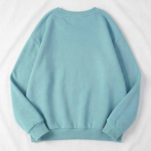 Sweat-shirt en molleton de coton épais doublé, coupe oversize unisexe, vert, col rond, coupe ample, pour l'hiver, style streetwear - Product Image 4