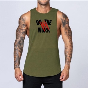 Men's <b>Maroon</b> Sleeveless Tank <b>Top</b> Do the Work Plain O-Neck Sporty Casual Style 100% Cotton Breathable Knitted Front Logo - Product Image 3