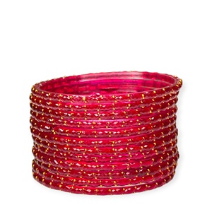 Festive Special Strawberry Pink Gold Plated Kashmiri Raindrop Glass Bangles Crystals Lightweight <b>Wedding</b> at Wholesale Price - Product Image 2