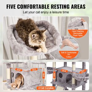 68.5\" Indoor Cat Tree Tower with 2 Condos Sisal <b>Scratching</b> <b>Post</b> Hammocks Top Perches Jumping Platforms for Cat Climbing - Product Image 3