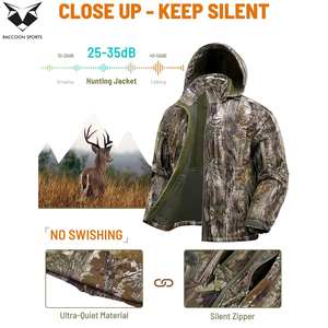 เสื้อแจ็คเก็ตสำหรับล่าสัตว์ Raccoon Sports รุ่น Heavy Duty Premium ป้องกันลม พิมพ์ลายต้นไม้ในป่าฤดูใบไม้ร่วง สำหรับผู้ชาย พร้อมโลโก้แบบกำหนดเอง - Product Image 5