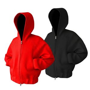 Sweat-shirt à capuche unisexe à fermeture éclair, couleur unie, coupe ample, décontracté, imprimé numérique, respirant, écologique, tricoté - Product Image 2
