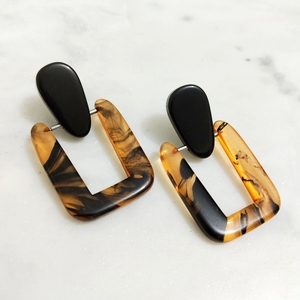 Pendientes artísticos de resina de terrazo, joyería transparente de forma redonda para mujer - Product Image 3