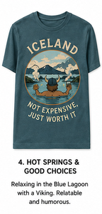 คอลเลกชันเสื้อยืดลายกราฟิกท่องเที่ยวไอซ์แลนด์สไตล์วินเทจ – เสื้อยืดผจญภัยสไตล์นอร์ดิกแบบเรโทร ดีไซน์คอกลม - Product Image 4