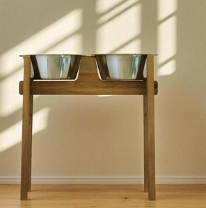 Soporte de Madera Resistente con Doble Tazón de Acero Inoxidable para Comida de Mascotas, para Gatos, Perros y Cachorros - Product Image 1