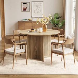 Mesa de Comedor Redonda de Madera de Mango Hecha a Mano, Estilo Rústico Marrón, Venta al por Mayor - Product Image 2