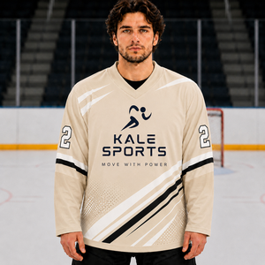 Maillot de hockey sur glace à manches longues respirant et à séchage rapide, design personnalisé, broderie personnalisée, maillot de hockey sur glace en twill - Product Image 1