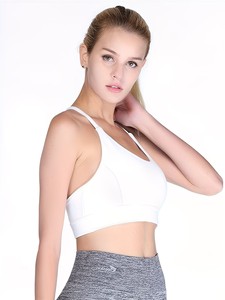 Women Mesh Back Strappy Sports Bra Scoop <b>Neck</b> <b>Padded</b> Yoga Crop Top Breathable Fitness Workout Tank Activewear Blanks - Product Image 5