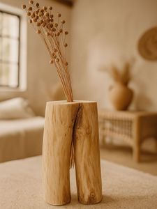 Fabricant OEM de vases à fleurs en bois pour la décoration intérieure haut de gamme avec une teinte bois élégante et riche. - Product Image 5