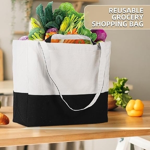 Bolsa de Mano Moderna, Bolsa de Compras Reutilizable de Lona de Algodón Resistente, Bolsa de Supermercado Ecológica y a la Moda - Product Image 3