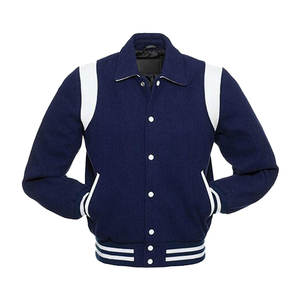 Chaqueta Varsity de Béisbol Letterman para Hombre, Azul, 100% Algodón y Lana, Estilo Urbano, Logotipo Personalizado, Diseño Moderno de Invierno - Product Image 3
