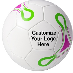 Ballon de football personnalisable blanc avec design vert et rose, durable, léger, 0,5 kg - Product Image 1