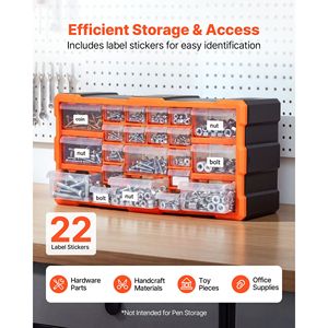 Organiseur de rangement en plastique à 22 tiroirs, empilable, pour petites pièces, organisateur de garage, montable au mur - Product Image 3