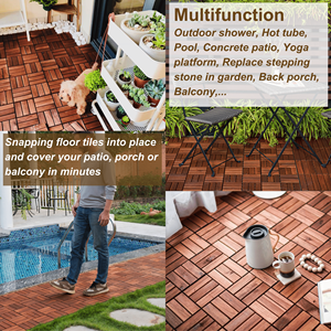 20 pz 12 \ "X 12 \" incastro legno Acacia mattonelle Checker quadrato legno duro pavimento esterno per Patio lato piscina... - Product Image 3