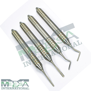 Kit d'extraction dentaire manuel parodontal atraumatique MEDESA DP4P-01, 4 periotomes en acier, certifié CE Classe I - Product Image 1