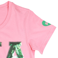   T-shirt rose à sequins, vêtements de sororité grecque, t-shirt décontracté en coton de qualité supérieure à manches courtes pour femmes