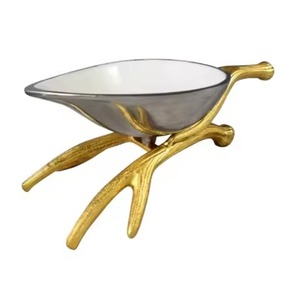 Bol de service en aluminium moulé, fait main, poli, design glamour, vaisselle décorative pour offrir en cadeau - Product Image 2