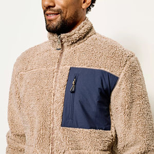 Chaqueta de lona para hombre con cuello alto y forro polar Sherpa, venta al por mayor, logotipo frontal, mangas largas, chaqueta de forro polar Sherpa de alta calidad - Product Image 3