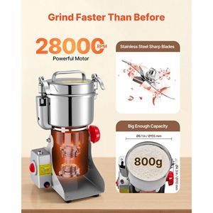 Broyeur alimentaire électrique commercial de 1,8 lb, haute vitesse, 2100 W, en acier inoxydable, machine à pulvériser, moulin à céréales électrique - Product Image 4