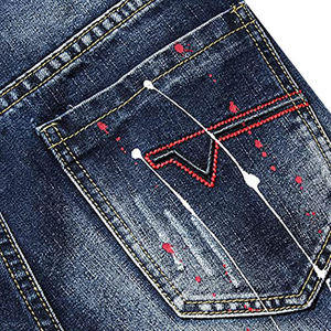 Shorts en jean pour homme, coupe droite, finition délavée, extensibles, pour un style décontracté, streetwear, activités de plein air et été - Product Image 3