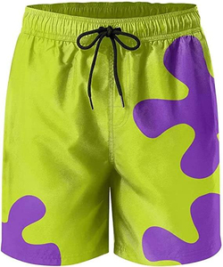 Short de bain décontracté pour homme, noir et gris, imprimé géométrique, 100 % polyester, taille mi-haute, séchage rapide, avec cordon de serrage - Product Image 2