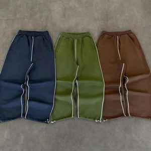 HANO 2024 Nuevos pantalones de lona para mujer con costuras de lazo ODM, cintura media elástica, con cordones, de tela no tejida, de pierna recta, estilo cargo, holgados - Product Image 2
