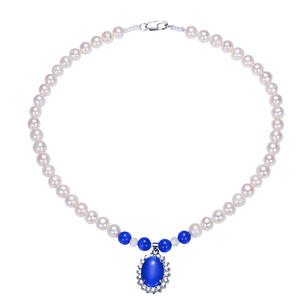 Collier en perles d'eau douce de 8 mm en gros pour femmes, chaîne en nacre, pendentif, petite marchandise, bijoux élégants - Product Image 5