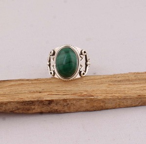 Vintage Malachite <b>Ring</b> 925 Sterling Silver Classic Antique Victorian Design Green Banded Gemstone Women's Artisan Jewelry Party - Product Image 1