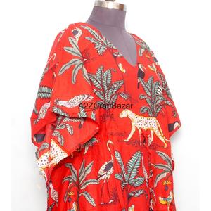 Vestido Maxi Ajustado sin Mangas con Cuello en V y Estampado Floral Indio de Algodón Ecológico - Diseño Casual y Sexy con Logotipo Frontal para Uso Diario de Mamás - Product Image 4