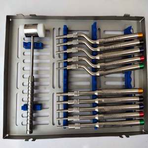 Kit d'osteotomes pour sinus lift, manuel, en acier inoxydable, autoclavable, ensemble droit, marteau convexe Mead, cassette, instruments dentaires, oral - Product Image 5
