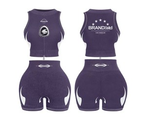 Ensemble de vêtements de détente en coton personnalisé avec logo pour femme, short et débardeur court, 2 pièces, collection été 2026 - Product Image 6