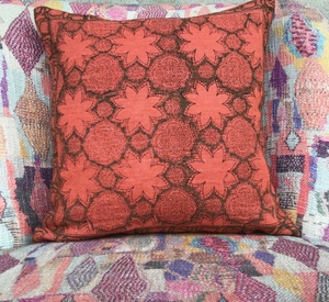 Wholesale Handmade 100% Linen <b>Cushion</b> Cover Hand-block printed Linen <b>cushion</b> cover - Product Image 2
