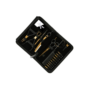 Kit d'outils capillaires micro-anneaux étanche doré en acier inoxydable, comprenant des pinces à micro-anneaux, des aiguilles à boucle, des ciseaux de sectionnement et un peigne, pour salon - Product Image 5
