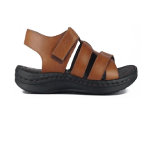 Brown Men's Casual Strap Sandals Comfortable Genuine Leather Summer <b>Slip</b> on <b>Shoes</b> for Daily Walking Travel Outdoor - Product Image 1
