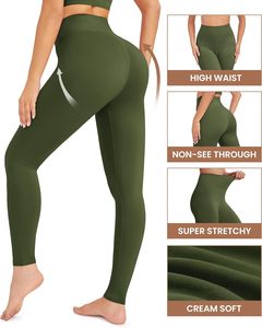 Women's High Waist Yoga <b>Leggings</b> SpandexPolyester Soft Stretch for Breathable Compression Full Length <b>Pockets</b> All - Product Image 2