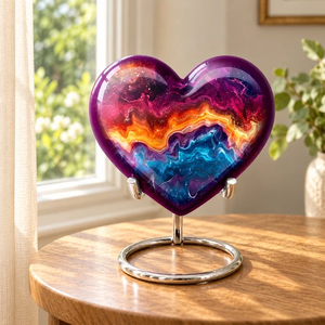 Vente chaude Top Urne adulte en forme de coeur d'orignal violet de haute qualité pour cendres humaines avec sac en velours gratuit - Product Image 3