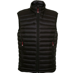 Nuevo chaleco acolchado grueso personalizado para hombre, con cuello alto, cremallera y bolsillos, para invierno, tipo plumífero negro. - Product Image 2