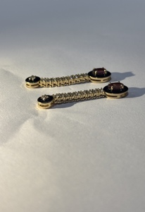 9KT Gold Fine Jewelry Lab Emerald & Diamonds Black Enamel Linear <b>Drop</b> Earrings - Product Image 3