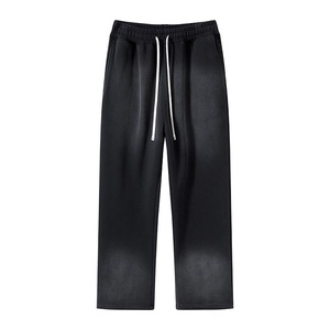 Pantalon de jogging décontracté pour homme, coupe évasée et ample, en molleton de coton épais, délavé à l'acide, avec logo personnalisé, grande taille - Product Image 6